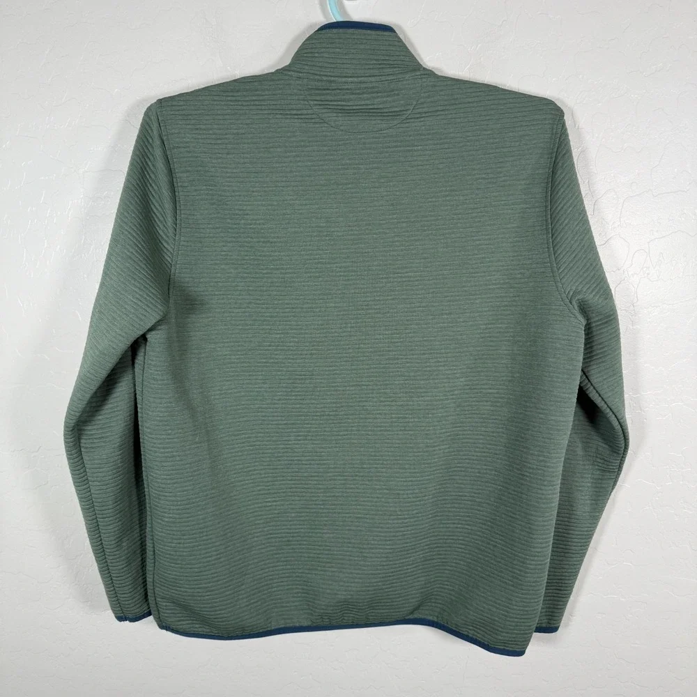 J Crew Sweater Mens XL Green Snap‎ Pullover Ribbed Stretch Preppy Casual